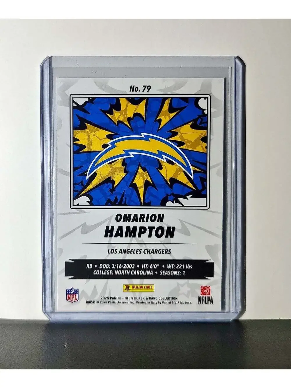 Omarion Hampton Rookie 2025 Panini NFL #79 Sticker Card Los Angeles Chargers
